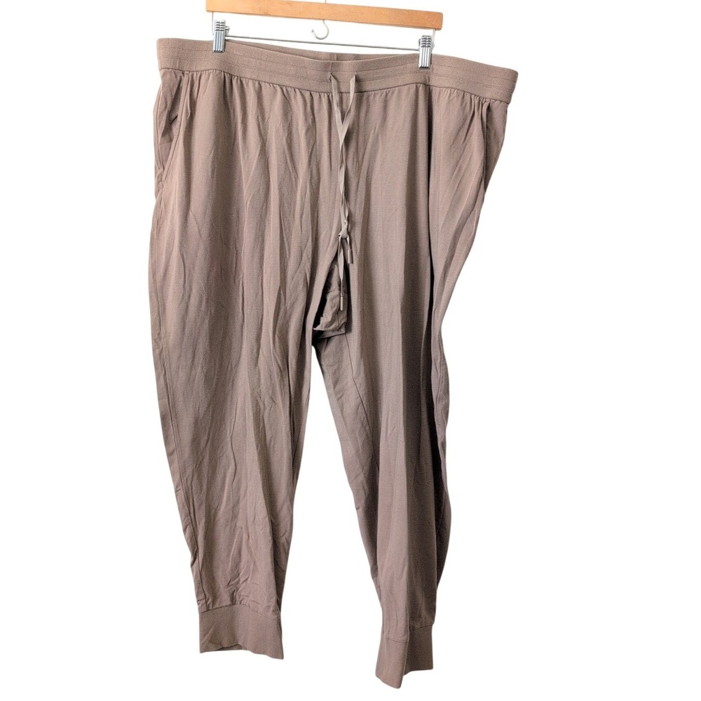 Eileen Fisher Woman Organic Cotton Joggers Taupe Brown 3X Drawstring Taper Pant‎